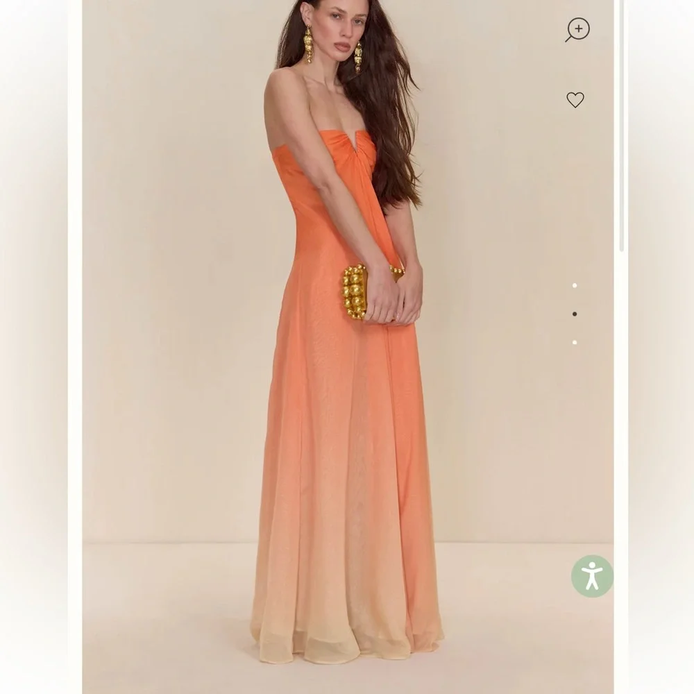 Cult Gaia Janelle Grown Elegant Orange Strapless Evening Gown - Picture 2 of 6